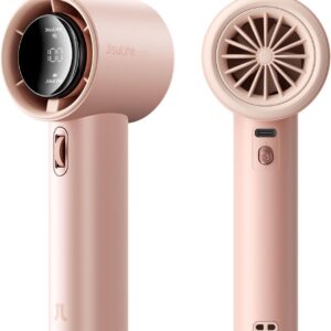 JISULIFE Portable Handheld Fan, Speed(1-100) Adjustable Turbo Mini and 3600mAh Battery Rechargeable Personal Fan, Digital Display, Gifts for Women Men Travel/Camping/Outdoor-Pink