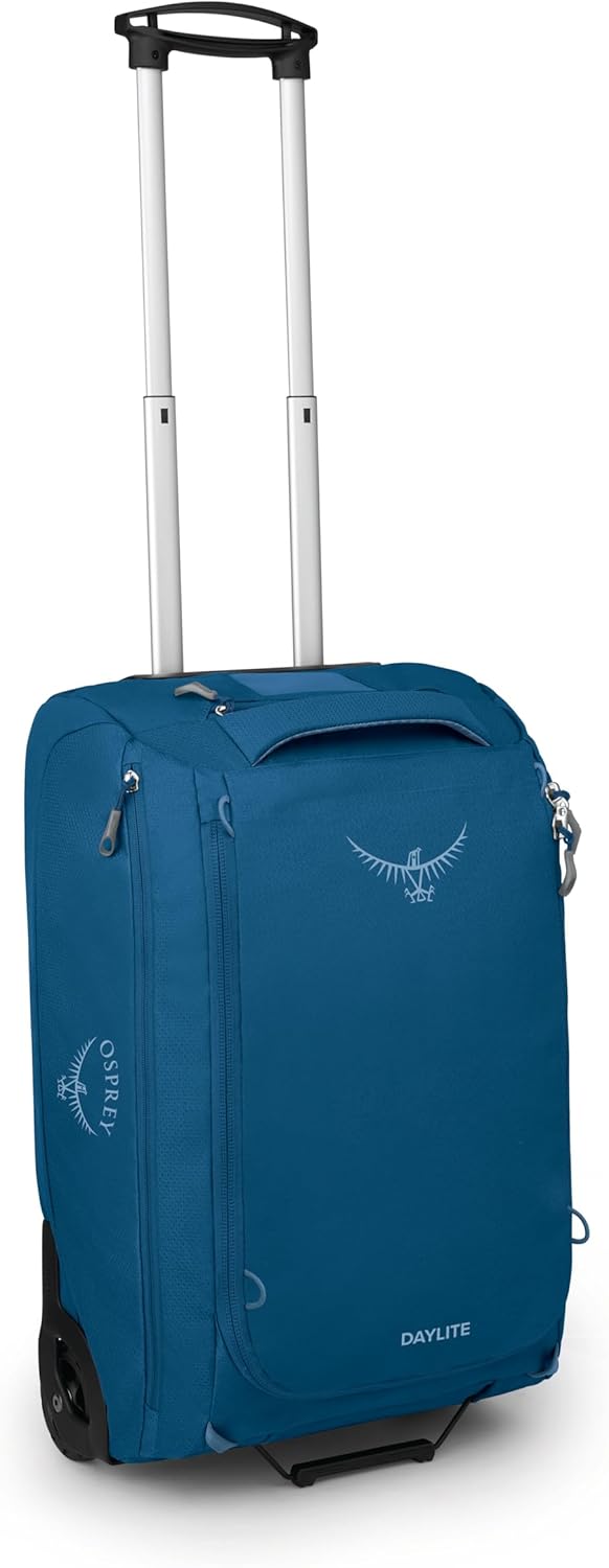 Osprey Daylite 40L Wheeled Carry On Collapsible Travel Duffel Bag, Lightweight Rolling Suitcase, Night Shift Blue