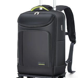 Lekebobor Travel Rolling Backpack, 18 inch Waterproof Bag with 360° Wheels for 15.6" Laptop, Convertible Airline Approved Travel Back Pack for Men & Women, Business, Commuter