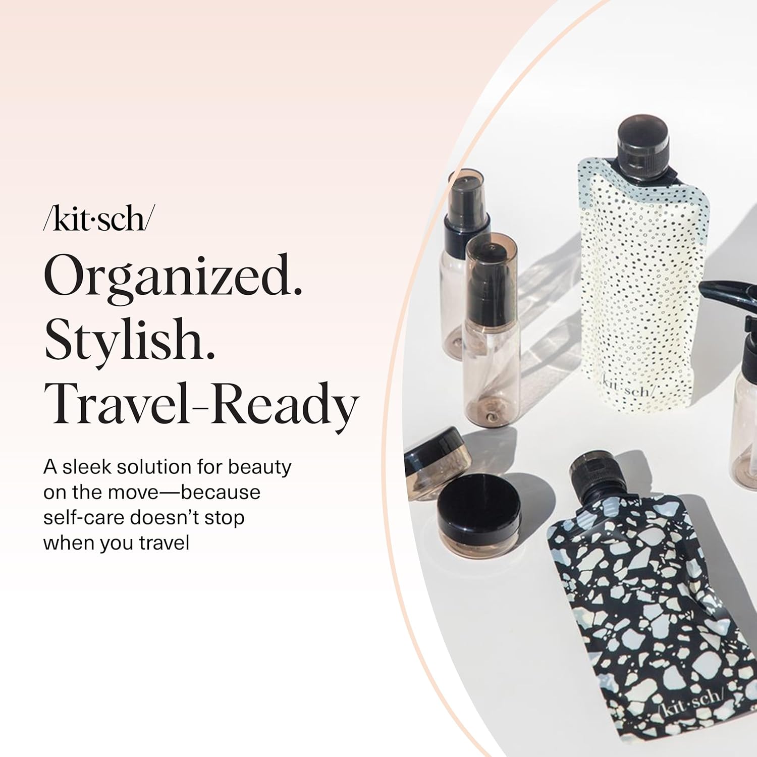 Kitsch 11 PCS Travel Bottles for Toiletries – Travel Essentials Kit for Shampoo, Conditioner, Lotion & More - TSA Approved Travel Bottles, Leak-Proof Refillable Travel Size Containers - Black & Ivory - Image 8