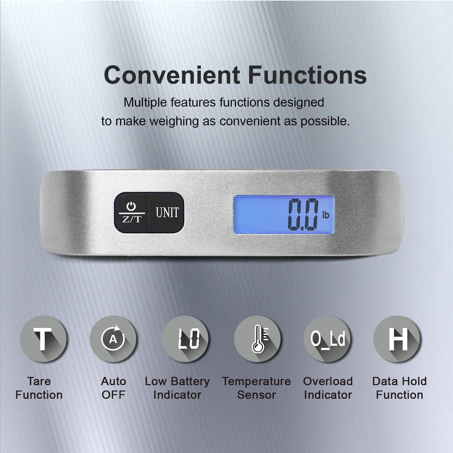 travel inspira Luggage Scale, Portable Digital Hanging Baggage Scale for Travel, Suitcase Weight Scale with Rubber Paint, 110 Pounds, Battery Included - Image 2