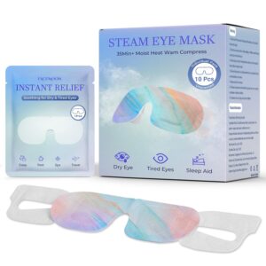 Steam Eye Masks for Dry Eyes: Self Heating Moist Warm Compress for Digital Eye Strain Stye - 10 Packs Spa Relaxation Essentials for Fast Sleep | Airplane Travel | Office Nap | Meditation, Unscented