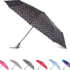 Totes Auto Open/Close Windproof Ultimate Compact Umbrella with UV and Water Repellent Protection