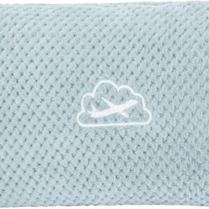 BEDELITE Travel Blanket with Bag, Ultra-Soft Jacquard Fleece Blanket with Luggage Sleeve & Backpack Clip, Airplane Blanket Travel Essentials, Blue