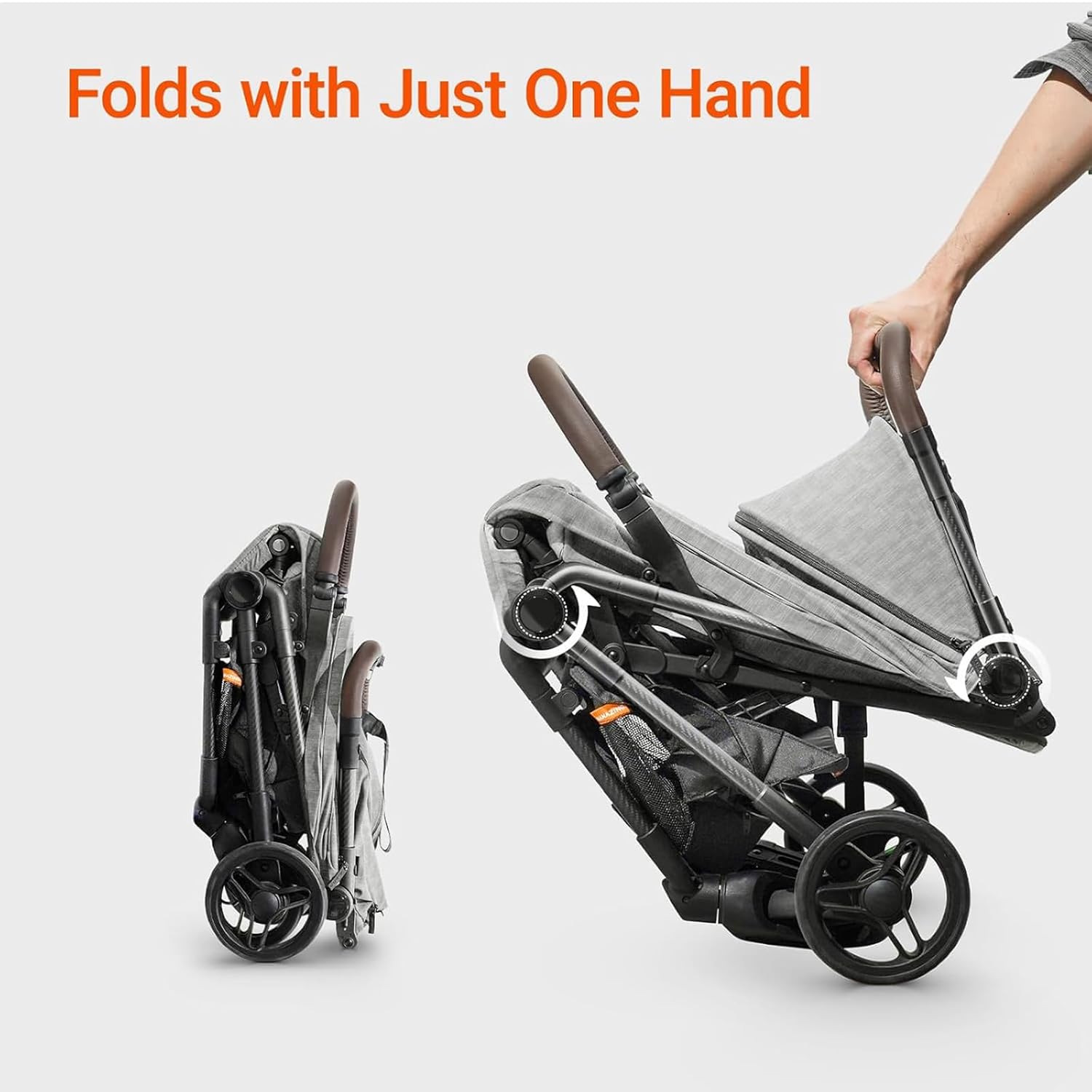 MAMAZING Lightweight Baby Travel Stroller with Carbon Fiber Frame, Compact & Airplane-Friendly, One-Handed Folding Design, 11.6 lbs, Perfect for Toddlers, Grey - Image 6