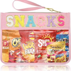 Snack Bags Clear Pouch Travel Makeup Bag Chenille Letter Bags for Zipper Pouch Clear Cosmetic Bag Clearly Tote Bag Makeup Travel Bags for Women