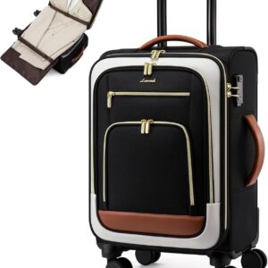 LOVEVOOK Carry on Luggage 22x14x9 Airline Approved, 22 Inch Large Rolling Suitcase, Spinner Wheels & TSA Lock, 49L Softside Lightweight Underseat Carryon Luggage for Women Men Travel