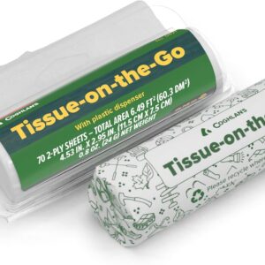 Coghlan's Tissue on The Go - Compact Travel Pack with Dispenser for Camping, Hiking, Backpacking, and Outdoor Adventures, Portable and Convenient Tissue Essentials, 2-Pack