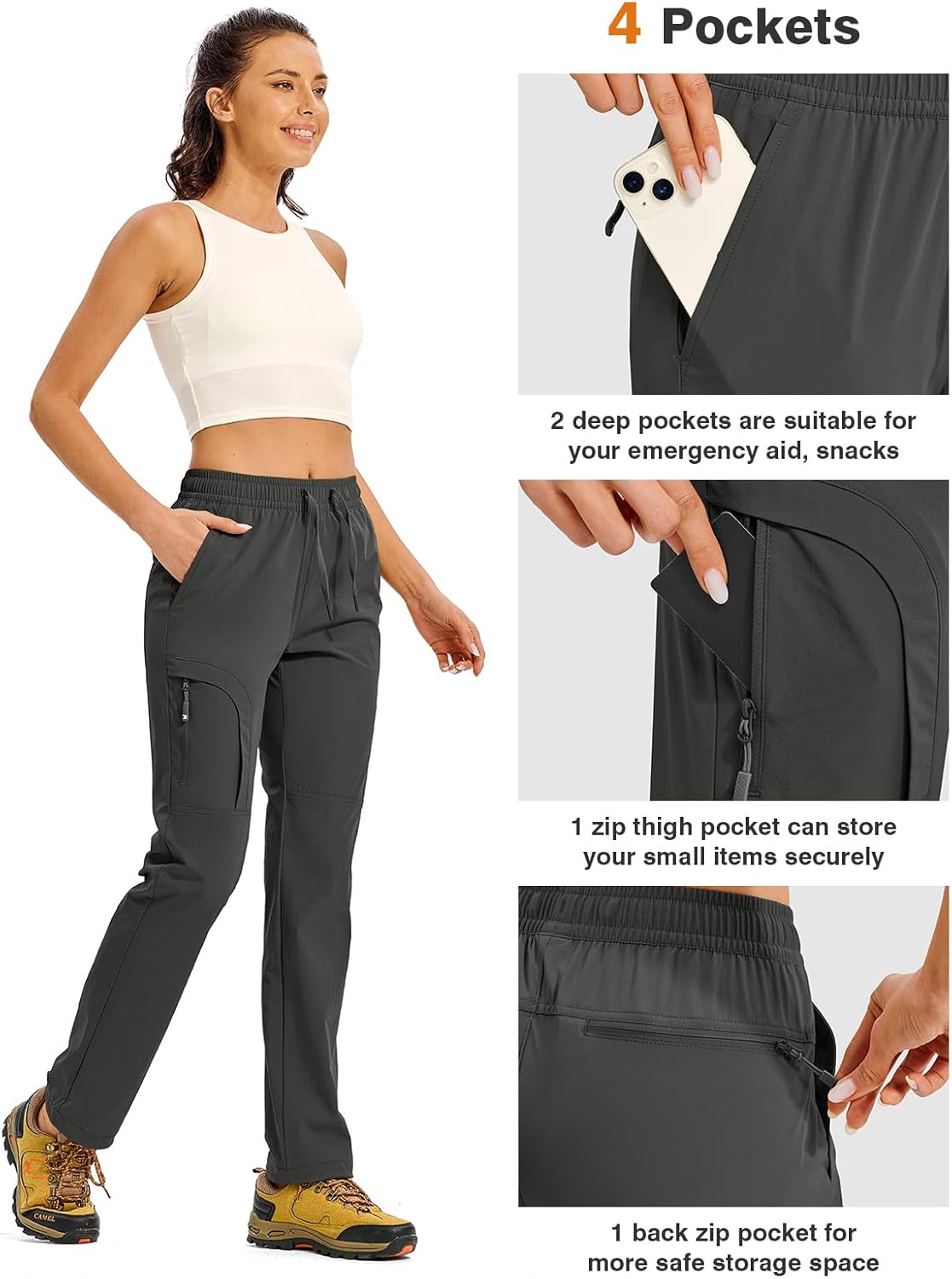 TBMPOY Women's Hiking Pants Water Resistant Lightweight Quick Dry Cargo Travel Fishing Work Camping Pant with 4 Pockets - Image 5