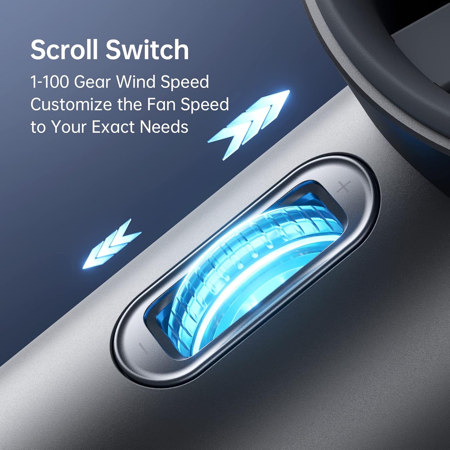 JISULIFE Handheld Fan Pro Series - Extreme Cooling Output: 1-100 Speed Scroll Wheel, Metal Body, Digital Display, 1.5H Fast Charge, 5000mAh-Portable Fan for Travel Outdoor, Gifts for Women Men(Grey) - Image 6