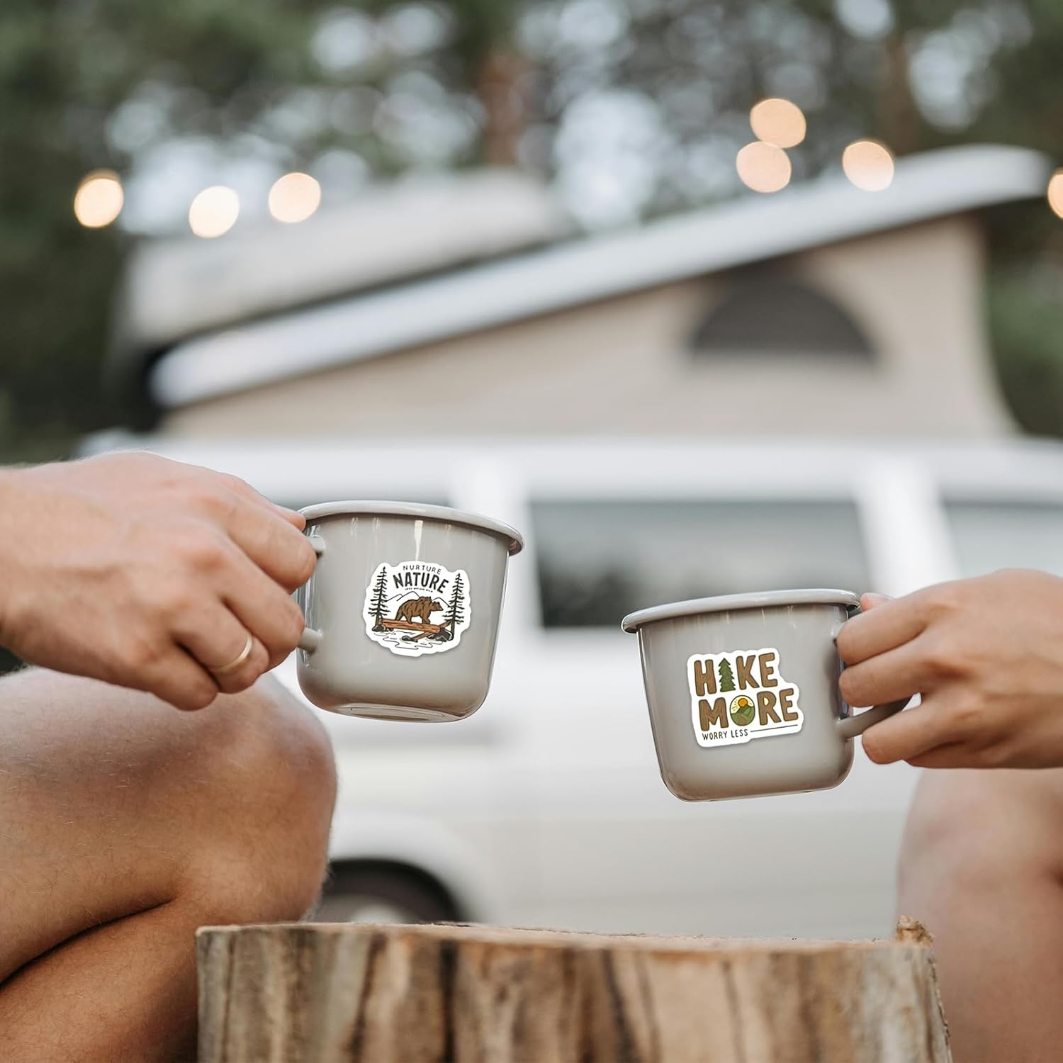 Camping Stickers - 100 pcs Bulk Waterproof Vinyl, Outdoor Travel, Hiking, Nature, Adventure Time Themes - for Scrapbooking, Luggage, Water Bottles, Journaling - Ideal for Adults, Kids, Teens - Image 3