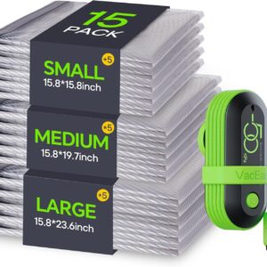 Vacuum Bags for Travel with USB Electric Pump, 15 Pack Carry-on Size Compression Packing for Luggage and Suitcase, Space Saver Bags for Clothes and Clothing Travel