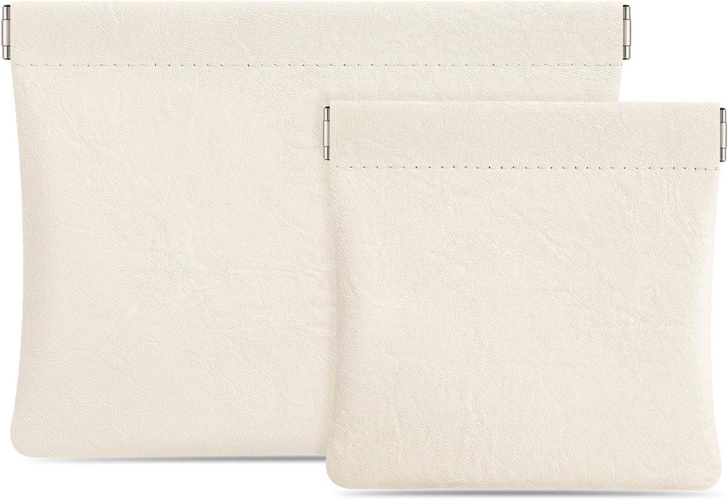 Sightor 2 PCS Small Makeup Bag for Women, Small Pouches for Purse Mini Cosmetic Bag Waterproof Pouch Travel Storage Bag for Cosmetics Headphones Jewelry Coins (Beige)