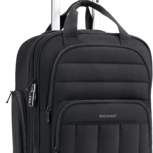 BAGSMART Small Underseat Carry on Luggage with Wheels, 16-inch Under Seat Luggage, Lightweight Travel Luggage Travel Suitcase for Women, Personal Item Bag, Black