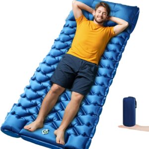 Sleeping Pad, Compact Sleeping Pad for Camping with Pillow Built-in Foot Pump, Inflatable Sleeping Mat for Travel Backpacking Hiking Sleeping Bag Tent, Outdoor Adventure Camp Gear