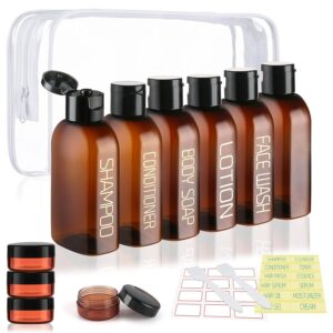 Cosywell Travel Bottles for Toiletries 10PCS Plastic Squeeze Bottles TSA Approved Travel Size Containers Leakproof Plastic Cream Jars Refillable Cream Lotion Travel Essential Toiletries