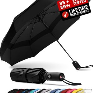 REPEL Windproof Travel Umbrella - Compact & Withstands Winds up to 85MPH , Strongest Premium Auto Folding Umbrella for Rain and Sun - Durable, Light & Portable for Women & Men , Fits Backpack & Cars