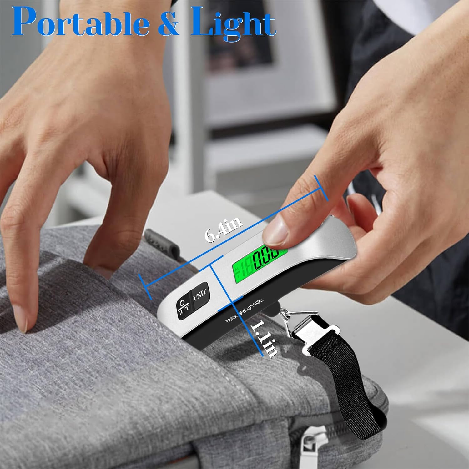 Luggage Scale, 110lb Luggage Weight Scale with 4 Unit Switching Functions&LED Display, Luggage Scale Travel Digital for Weighing Luggage, Backpacks, Packages and Markets - Image 6