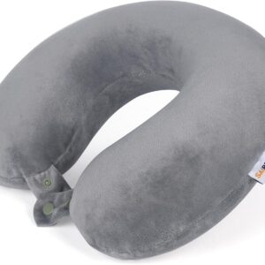 SAIREIDER Travel Pillows for Sleeping Airplane 100% Pure Memory Foam Neck Pillow for Airplanes Washable Cover(Grey)