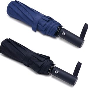 PFFY 2 Packs Travel Umbrella Windproof Auto Open & Close Collapsible Folding Small Compact Backpack Car travel Essentials Purse Umbrellas for Rain