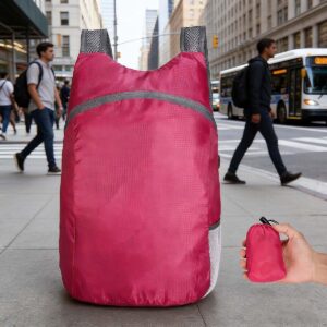 Lightweight Foldable Travel Packable Backpack,Casual Large-Capacity Daypack for Travel, Hiking, Outdoor Adventures, and Daily Use(Red)
