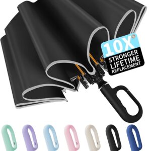 Seniny Travel Umbrella with Carabiner Handle, Automatic Windproof Large Umbrellas for Rain, Portable Compact Umbrella with Reflective Strip, Car, Backpack, UV Umbrellas for Sun Protection