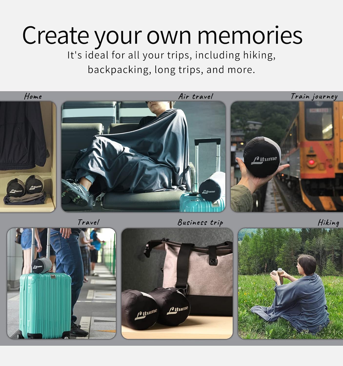 Litume Travel Blanket Lightweight and Breathable, 67 x 48 in Soft Airplane Flight Blanket for Travelers, Foldable Camping Sheet with Stuff Sack for Train, Camp, backpacking, office, home (Velvet E650) - Image 7