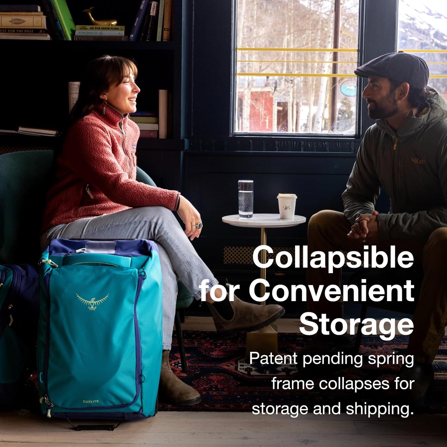 Osprey Daylite 40L Wheeled Carry On Collapsible Travel Duffel Bag, Lightweight Rolling Suitcase, Night Shift Blue - Image 4