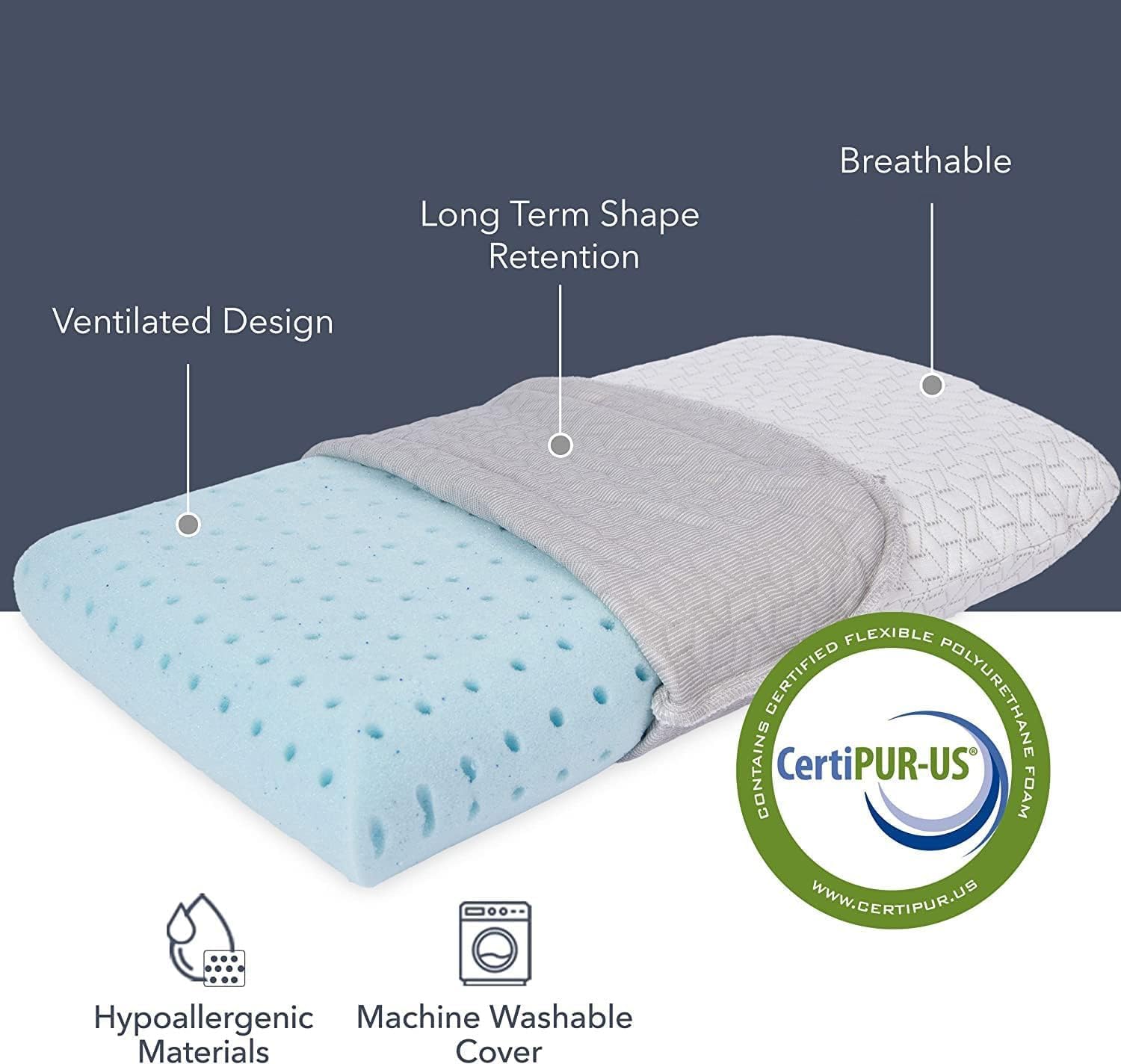 Vaverto Small Memory Foam Bed Pillow for Camping - Compressible Medium Firm, Breathable Cover, Machine Washable, Ideal Backpacking - Image 2