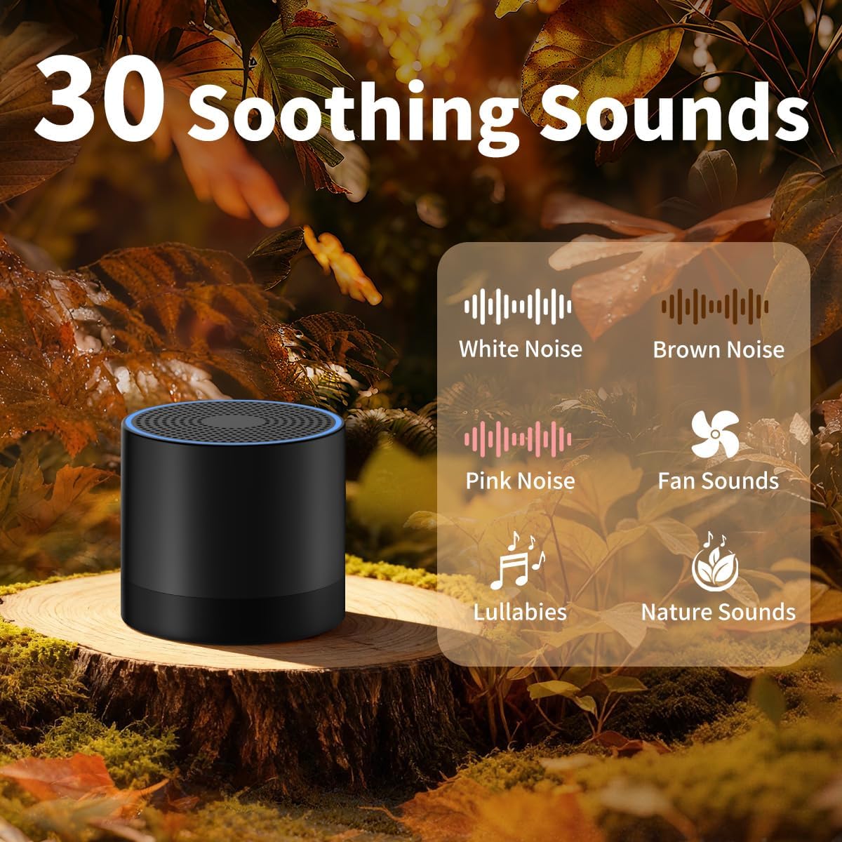 Portable Mini White Noise Machine Sound Machine with 30 Soothing Sounds for Newborn Kids Adults Rechargeable Sleep Brown Noise Machine with 4 Timers Memory Function for Travel Camping Home and Office - Image 2