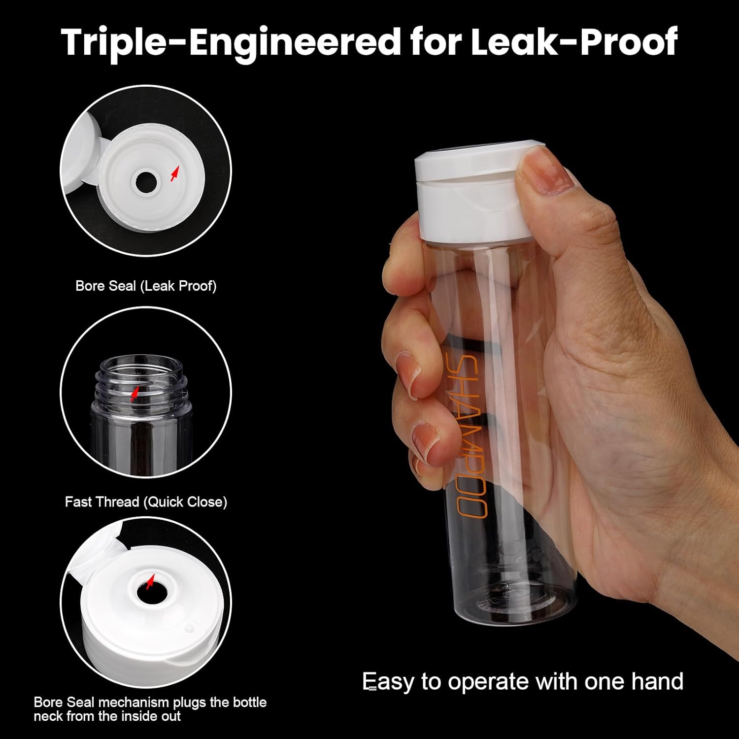 Cosywell Travel Bottles for Toiletries 5 Pack 3.4oz Pre-Printed Travel Size Containers TSA Approved Toiletry Bottles Wide Mouth Leak Proof Squeeze Bottle for Lotion Toothpaste(Clear) - Image 7