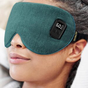 Heated Eye Mask for Dry Eyes: Warm Compress for Digital Tired Eyes, Stye Relief - Cordless, Adjustable Heat & Timer Settings - Airplane/Road Travel, Sleep aid, Office nap Green