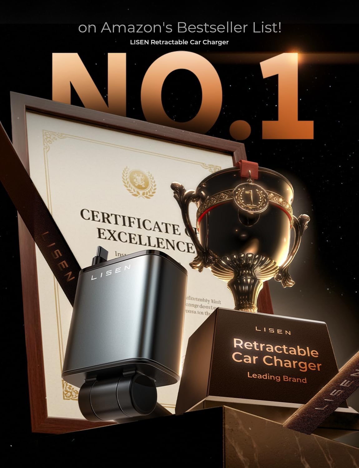 LISEN Retractable Car Charger, 69W Cars Adapter USB C Fast Charger for iPhone 17 Pro Max, Car Accessories for Valentines Day Gifts for him Her Birthday Gifts for Men Women 2026 Tech Gadgets for Men - Image 4