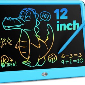 KOKODI 12 Inch LCD Writing Tablet with Anti-Lost Stylus, Erasable Doodle Board Colorful Toddler Drawing Pad, Car Travel School Games Toys for 3 4 5 6 7 8 Kids, Birthday Gift for Girls Boys Adults Blue