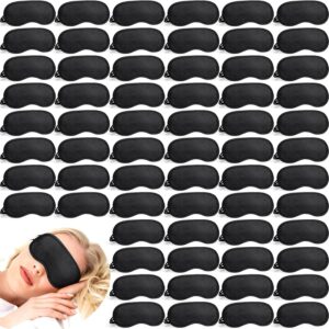 Tarpop 100 Pcs Eye Mask Sleeping Blindfold Eye Cover with Adjustable Strap for Games Party Team Building Travel Individually Wrapped Sleep Mask for Women Men (Black)