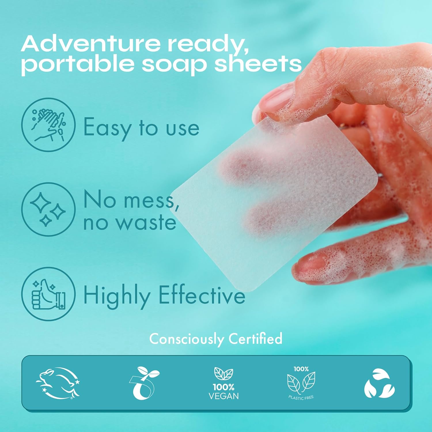 FOMIN - Paper Soap Sheets for Hand Washing - (100 Sheets) Jasmine Portable Travel Soap Sheets, Dissolvable Camping Mini Soap, Portable Hand Soap sheet - Image 4