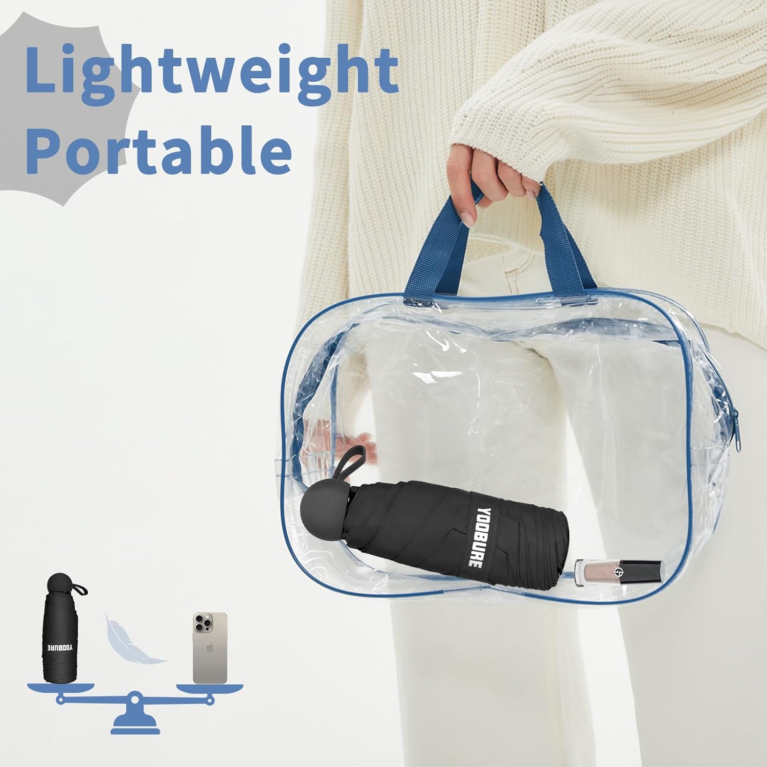 Yoobure Travel Umbrella Portable Compact Umbrellas, Pocket Mini for Purse, Umbrellas for UV Sun & Rain Small for Backpack, Umbrella with Case Folding for Kids Women - Image 5