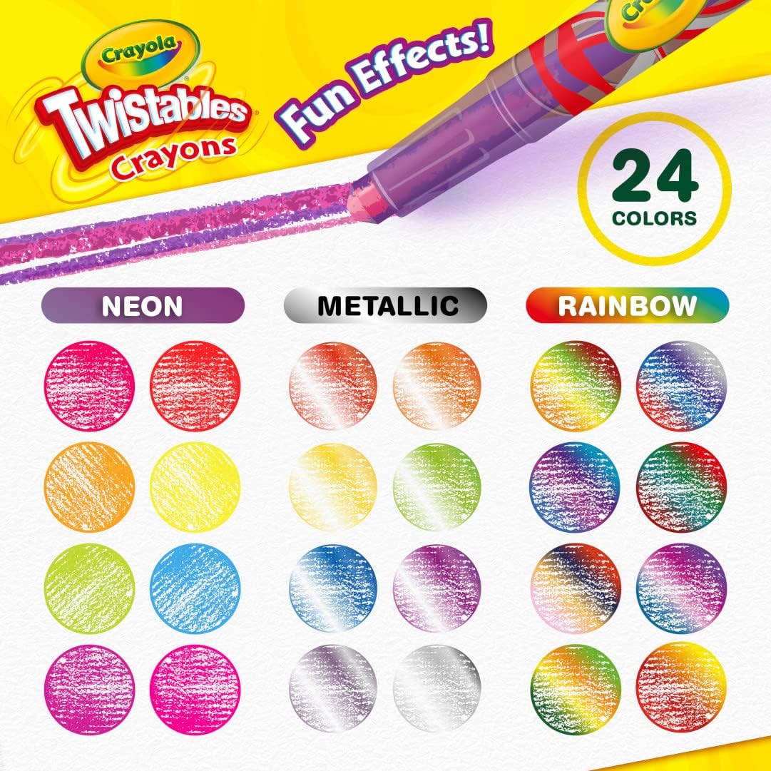 Crayola Twistables Crayons for Kids (24ct) No Sharpen Toddler Coloring Supplies, Less Mess, Stocking Stuffer & Holiday Gifts for Boys & Girls, Ages 3, 4, 5 - Image 3