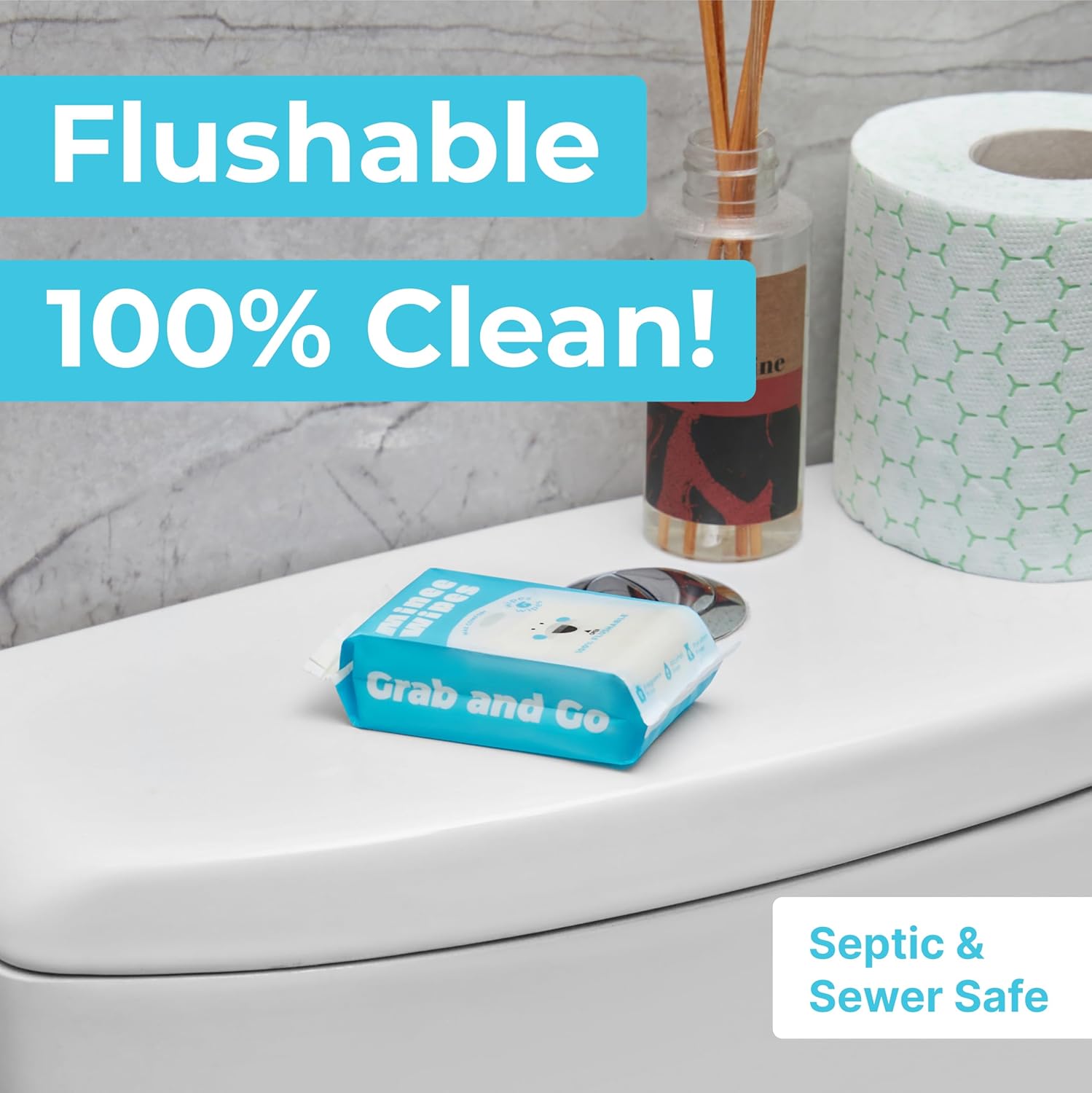 Impossibly Compact Travel Flushable Wipes - 99.5% Water and Aloe - Safe for Sensitive Skin, Hypoallergenic & Unscented - Travel Essentials for Adults, Kids & Baby Care - 8 Pack Total 48 Wipes - Image 6