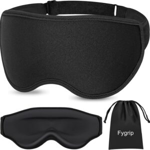 3D Eye Mask Sleep Mask for Men & Women, 100% Pressure-Free & Light Block-Out Eye Mask for Sleep with Easy Adjustable Strap, Night Eye Cover for Travel, Black