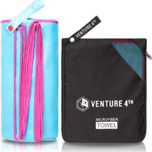 VENTURE 4TH Quick Dry Travel Towel - Fast Drying Ultra Soft Microfiber Towels - Essential for Camping, Backpacking, Yoga, Swimming, Gym, Sports and Beach - 3 Compact Sizes