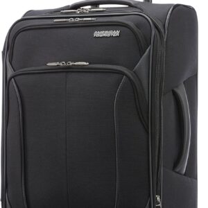 American Tourister 4 KIX 2.0 Expandable Softside Luggage with Spinner Wheels, 20 SPINNER, BLACK
