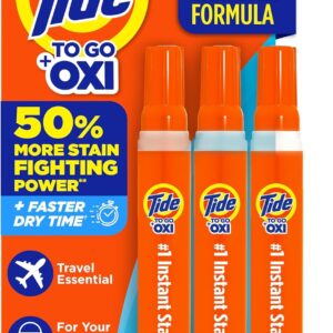 Tide Stain Remover for Clothes, Tide To Go Pen, Instant Stain Remover Pen & Spot Cleaner, Portable & Travel-Friendly, Works on Food & Drink Stains, Fits in Purses & Bags, 3 Count (Pack of 1)
