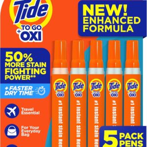 Tide Stain Remover for Clothes, Tide To Go Pen, Instant Stain & Spot Remover for Clothes, Travel & Pocket Size, 5 Count (Pack of 1) (Packaging May Vary)
