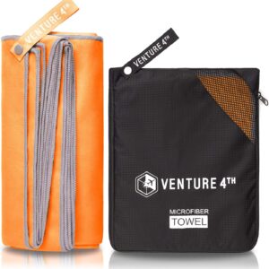 VENTURE 4TH Quick Dry Travel Towel - Fast Drying Ultra Soft Microfiber Towels - Essential for Camping, Backpacking, Yoga, Swimming, Gym, Sports and Beach - 3 Compact Sizes