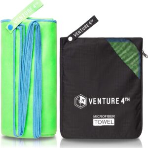 VENTURE 4TH Quick Dry Travel Towel - Fast Drying Ultra Soft Microfiber Towels - Essential for Camping, Backpacking, Yoga, Swimming, Gym, Sports and Beach - 3 Compact Sizes
