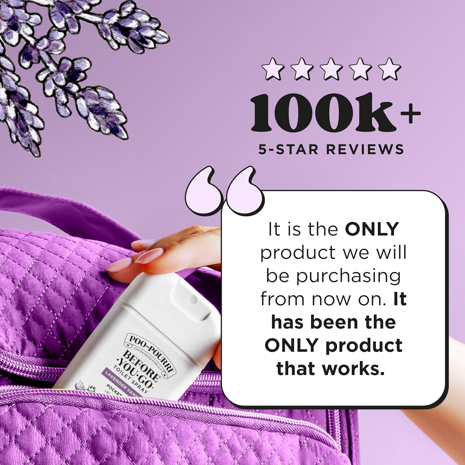 Poo-Pourri Before-You-Go Pocket Toilet Spray, Travel Essentials, Lavender Vanilla, 1 Fl Oz, Up to 50 Uses, On-The-Go Bathroom Odor Deodorizer with Essential Oils, TSA Approved Size - Image 3