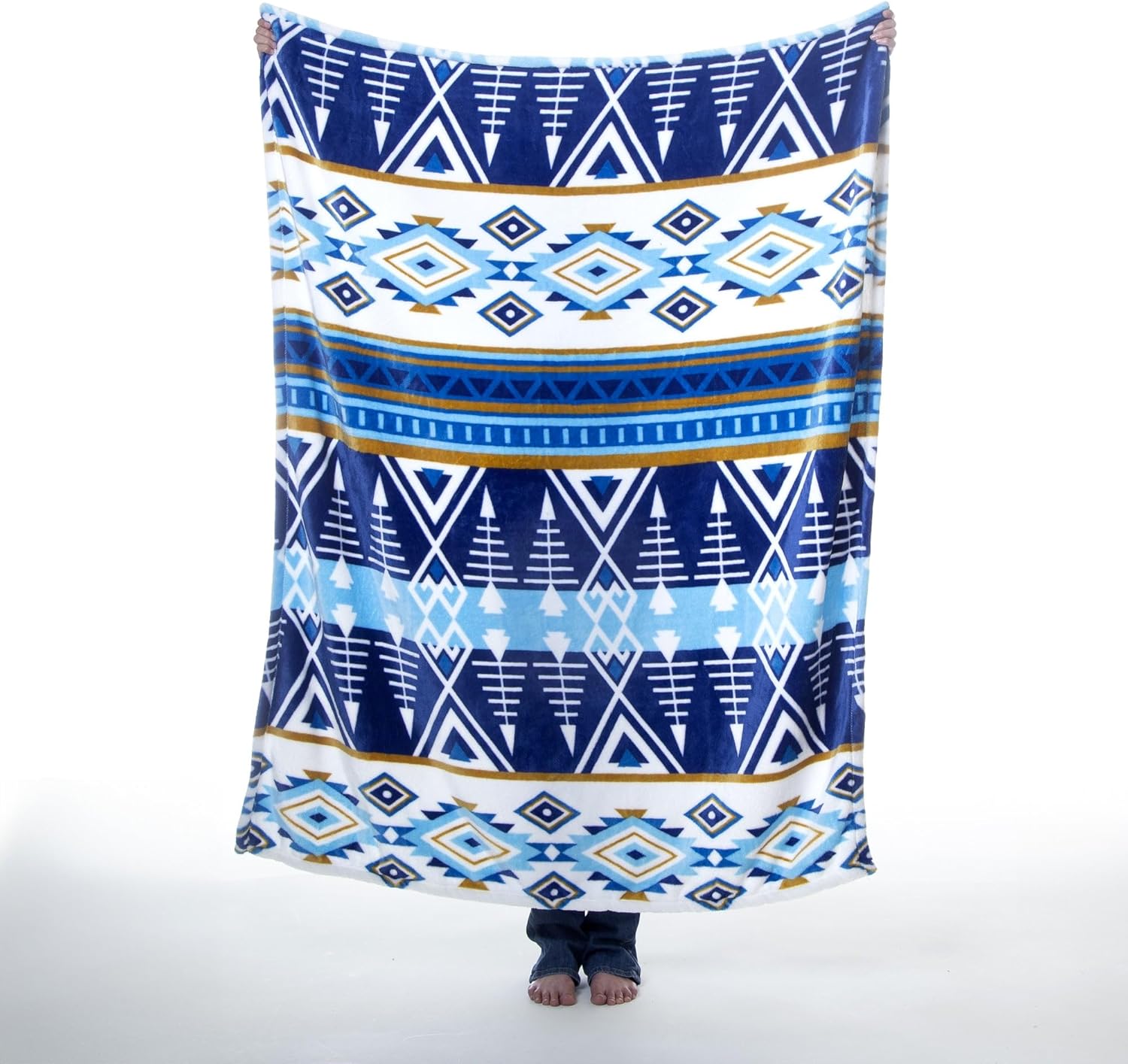 CARSTENS, INC. Travel Blanket, Premium Compact 2-in-1 Airplane Blanket/Pillow, Open Sky Blue Aztec - Image 2