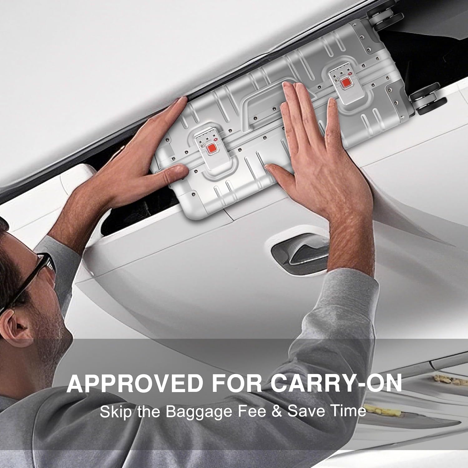 All Aluminum Carry On Luggage 22x14x9 Airline Approved,Zipperless Luggage Premium Aluminum Suitcase Luggage, Hard Shell Carry On Luggage with Spinner Wheels (silver, 20inch) - Image 6