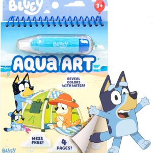 Horizon Group USA Bluey Aqua Art - Reusable Water Reveal Activity Pages With Water Pen for No-Mess Drawing and Coloring